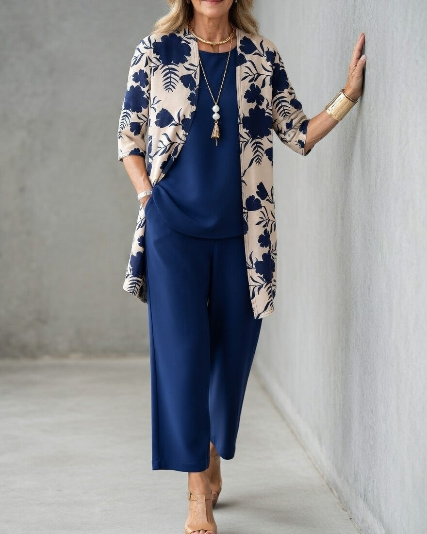 Ensemble Femme Trois Pièces Élégant Coupe Fluide et Confort Quotidien