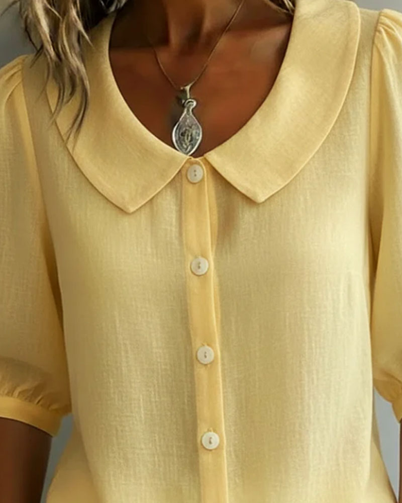 Chemisier Femme Coton Col Peter Pan Manches 3/4 Chic
