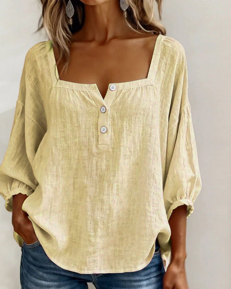 Glyressa - Blouse Femme Élégante à Col Carré