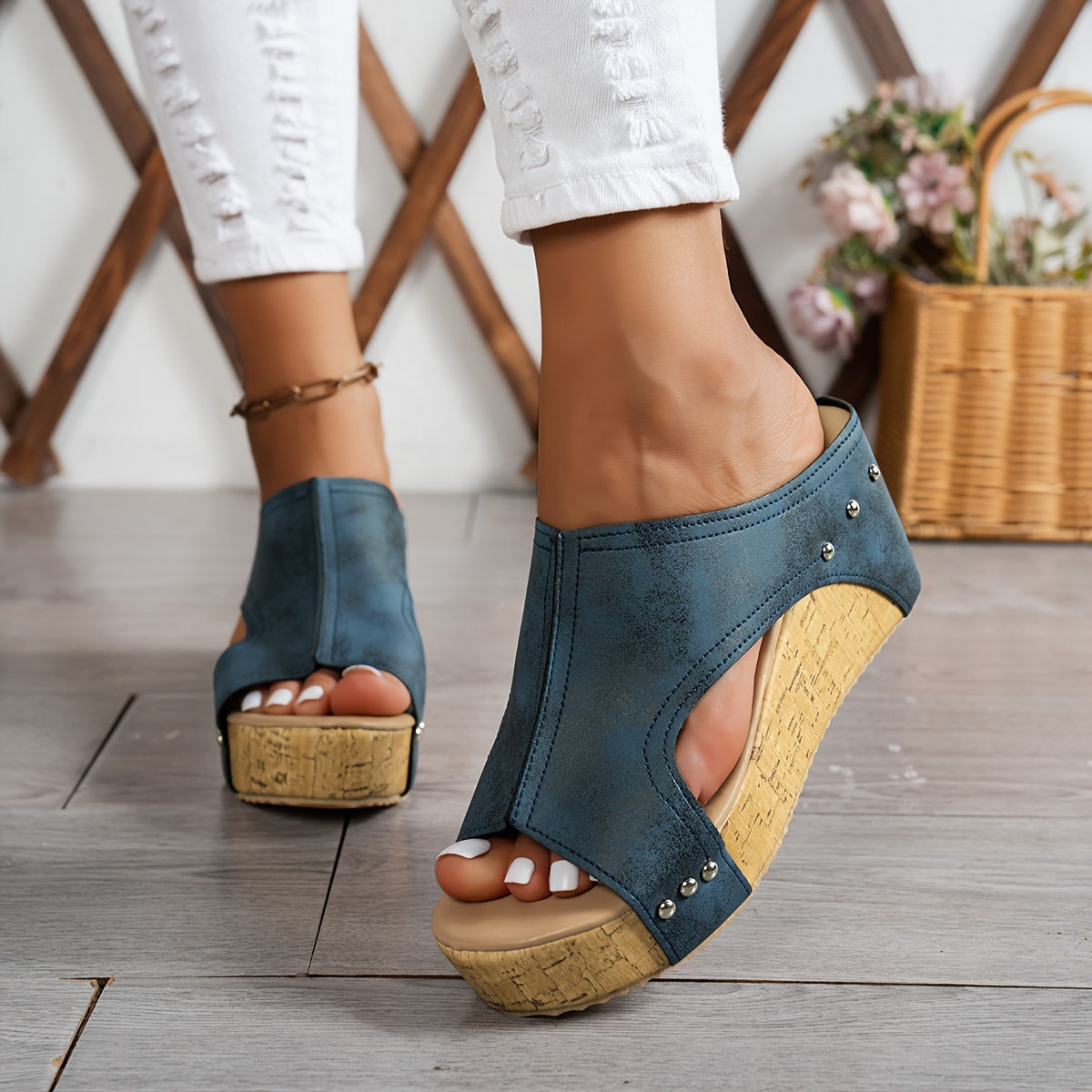 Sandales Compensées Rétro Élégantes et Confortables pour Femme