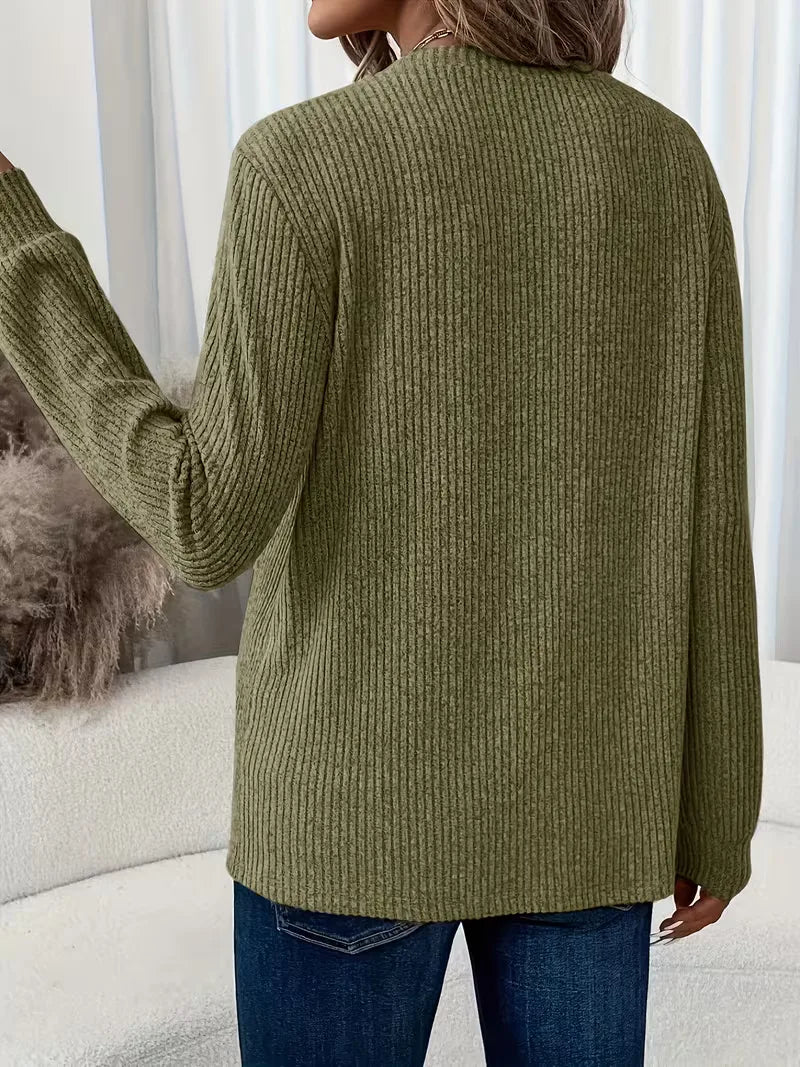 Pull côtelé à col rond