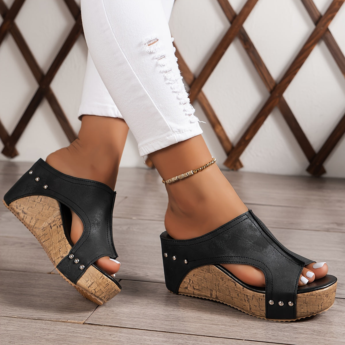 Sandales Compensées Rétro Élégantes et Confortables pour Femme