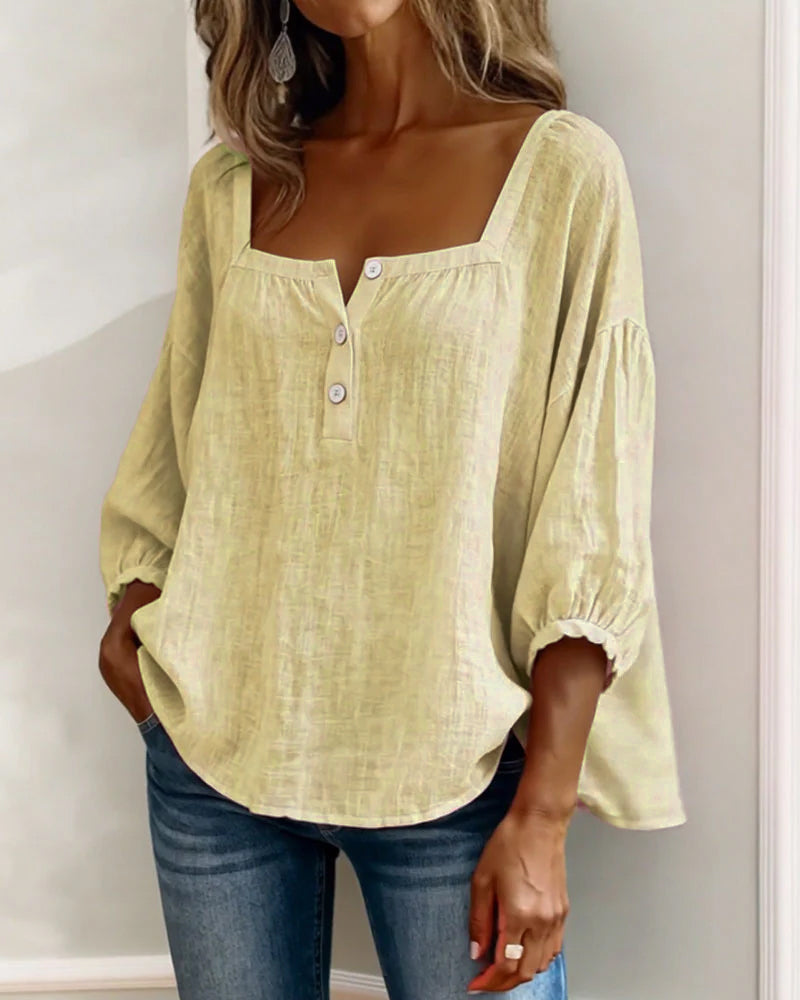 Glyressa - Blouse Femme Élégante à Col Carré