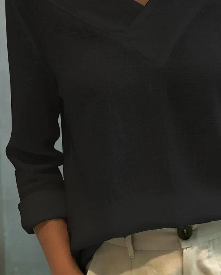 Calira - Haut Off-Shoulder V-Neck à Toucher Doux
