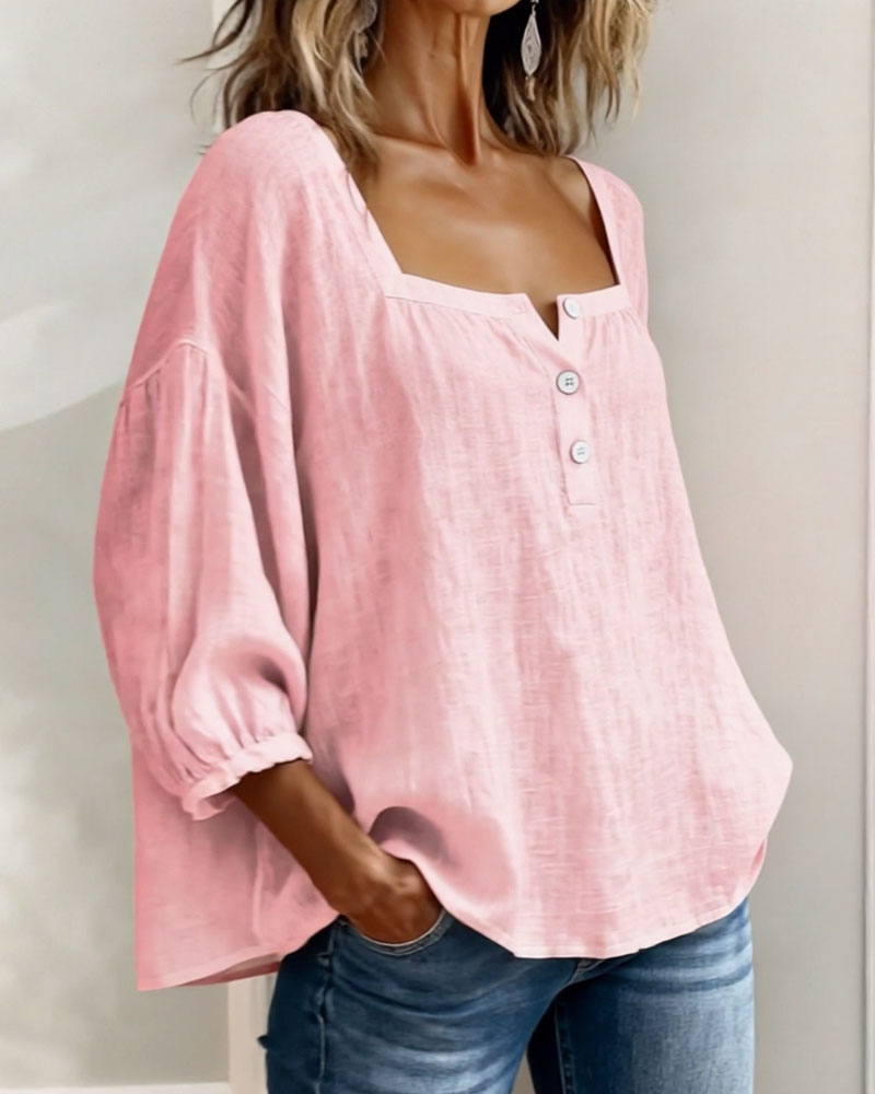 Glyressa - Blouse Femme Élégante à Col Carré