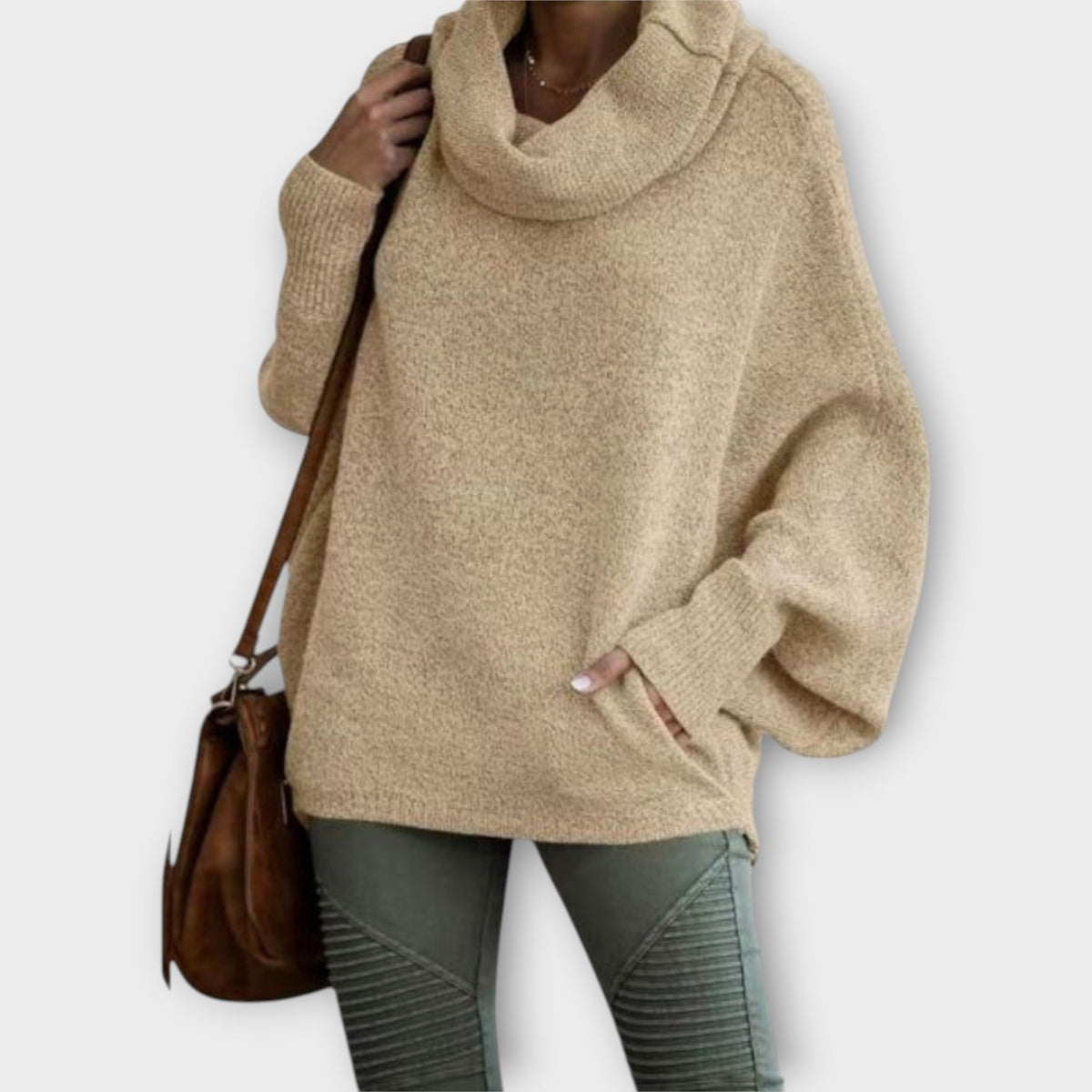 Pull Oversize avec Col Cowl et Coupe Relaxed