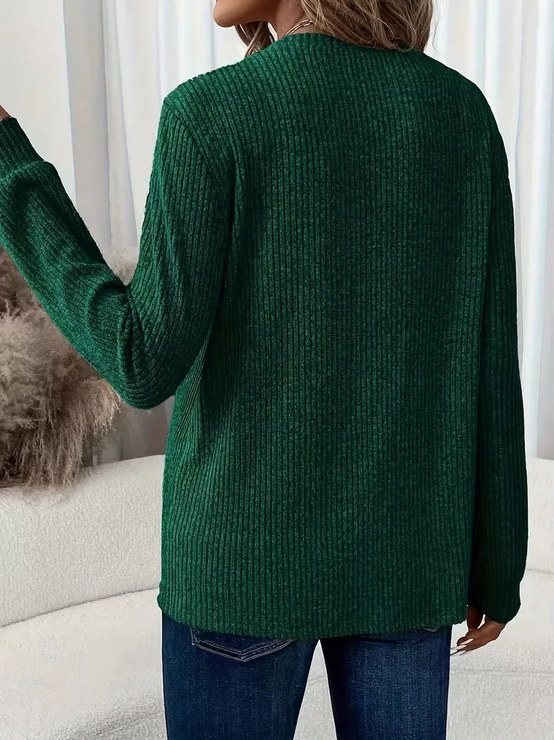 Pull côtelé à col rond