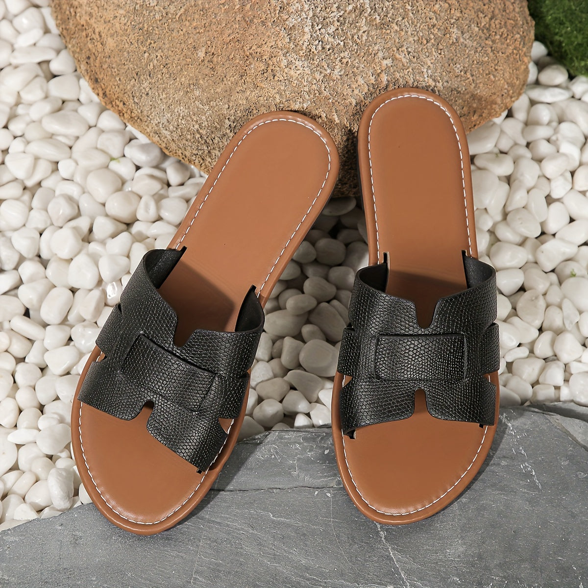 Sandales Plates Élégantes à Bride Unique pour Femme
