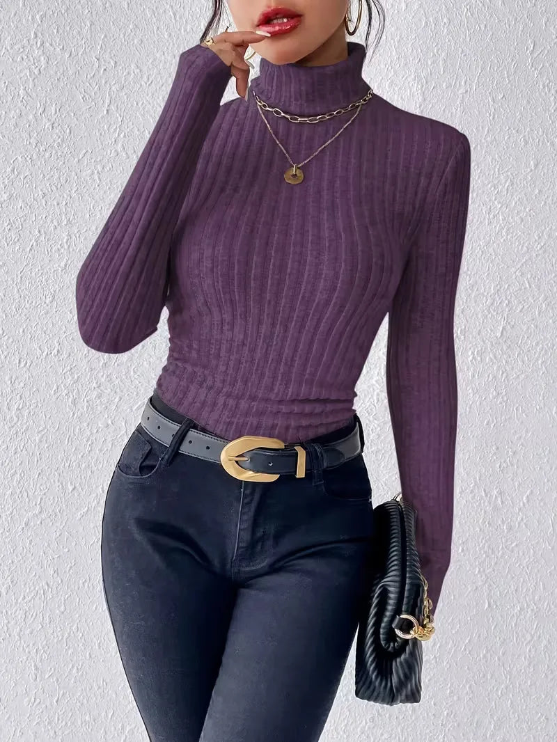 Pull avec col montant et manches longues