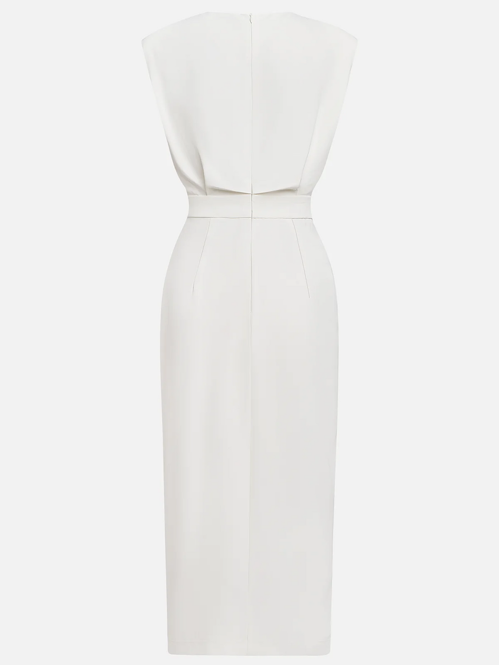 Floralia - Robe midi unie avec fente à boutons et décolleté rond