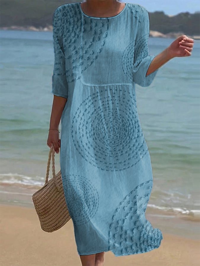 Pavessa - Robe Midi Fluide En Coton Et Lin À Motif Texturé