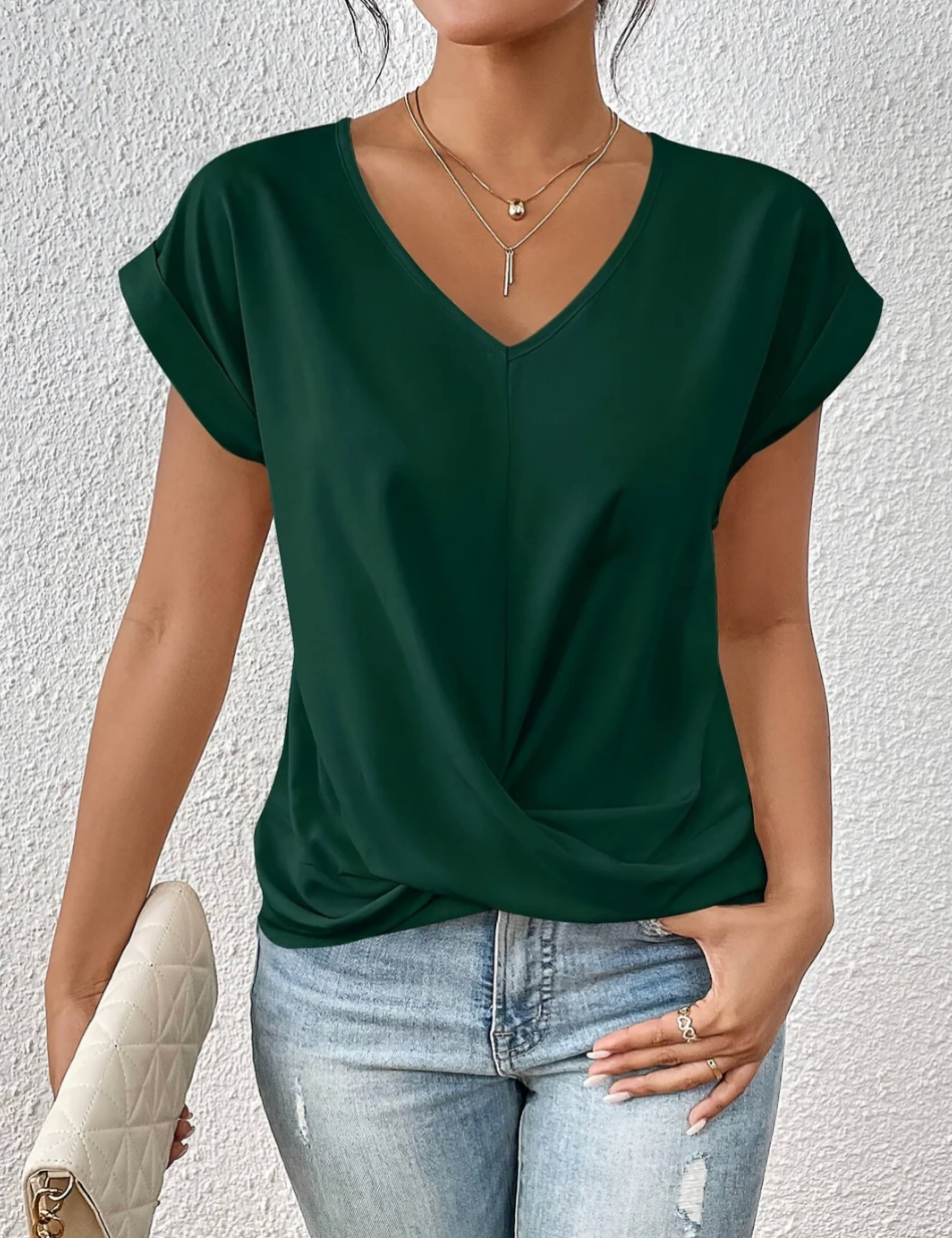 Tirenne - Blouse fluide drapée à col en V