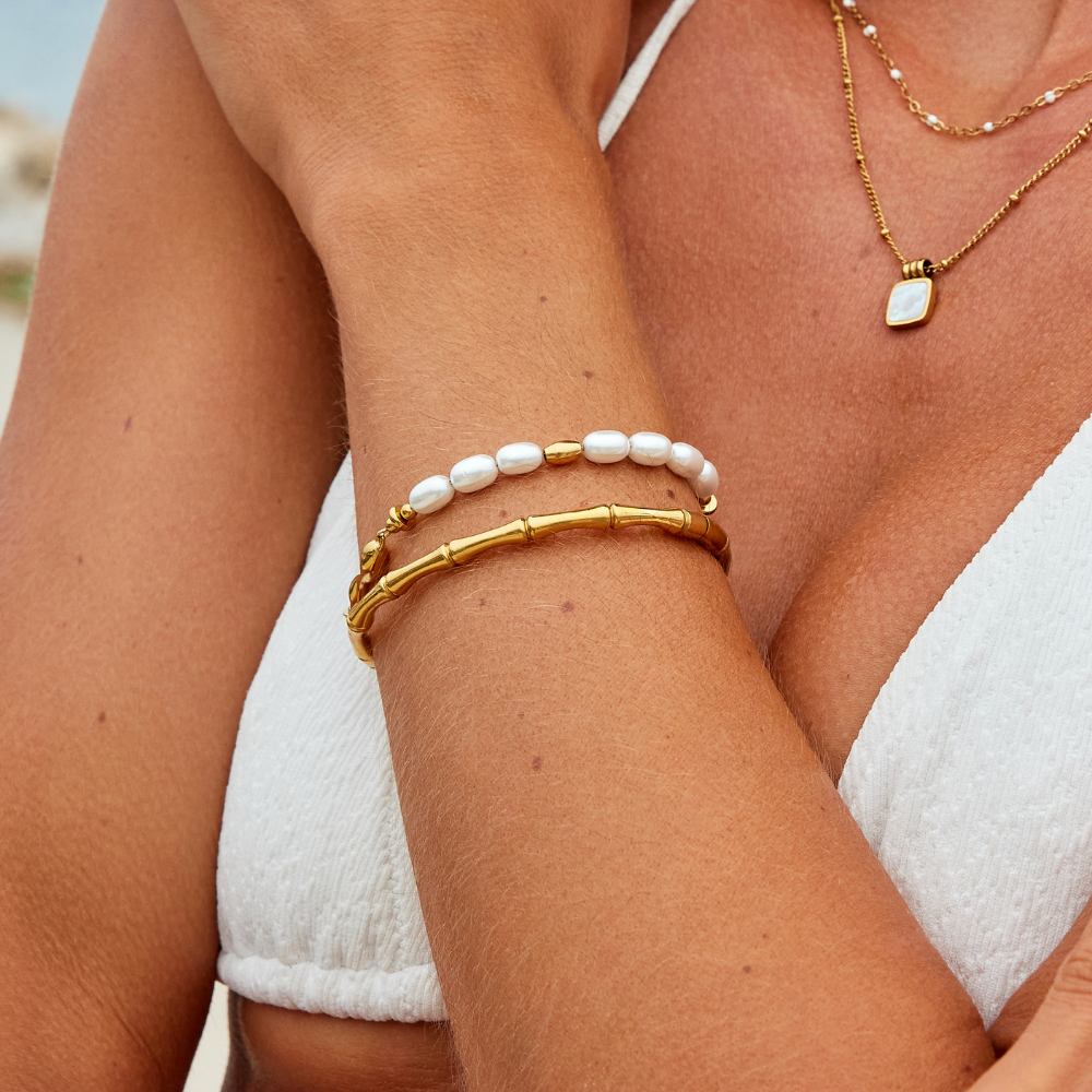 Bracelet jonc Bambou doré