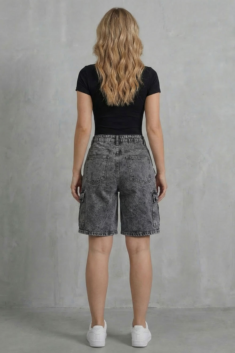 Short Cargo Femme Ardenza – Denim Délavé, Style Utilitaire