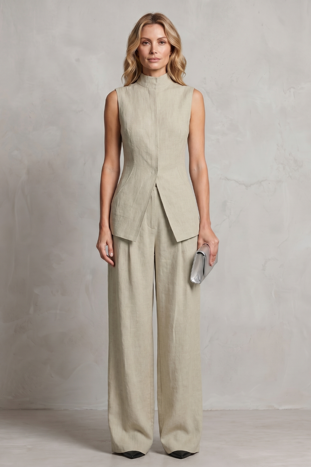 Ensemble Pantalon Femme Aurellia – Drapé, Élégance Tailleur