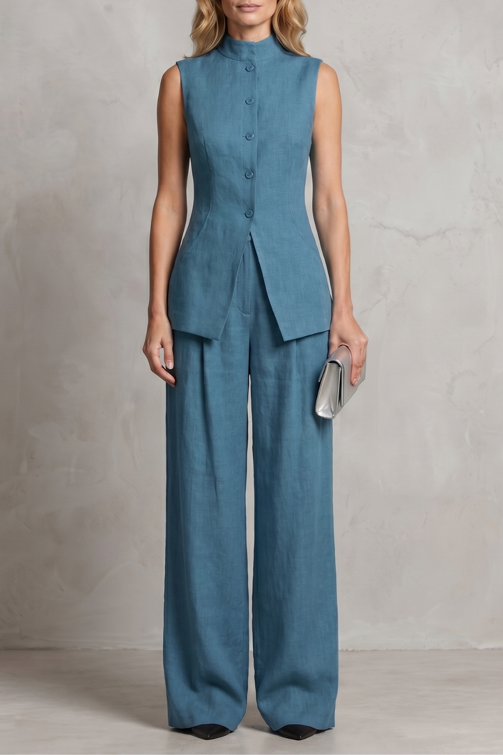 Ensemble Pantalon Femme Aurellia – Drapé, Élégance Tailleur