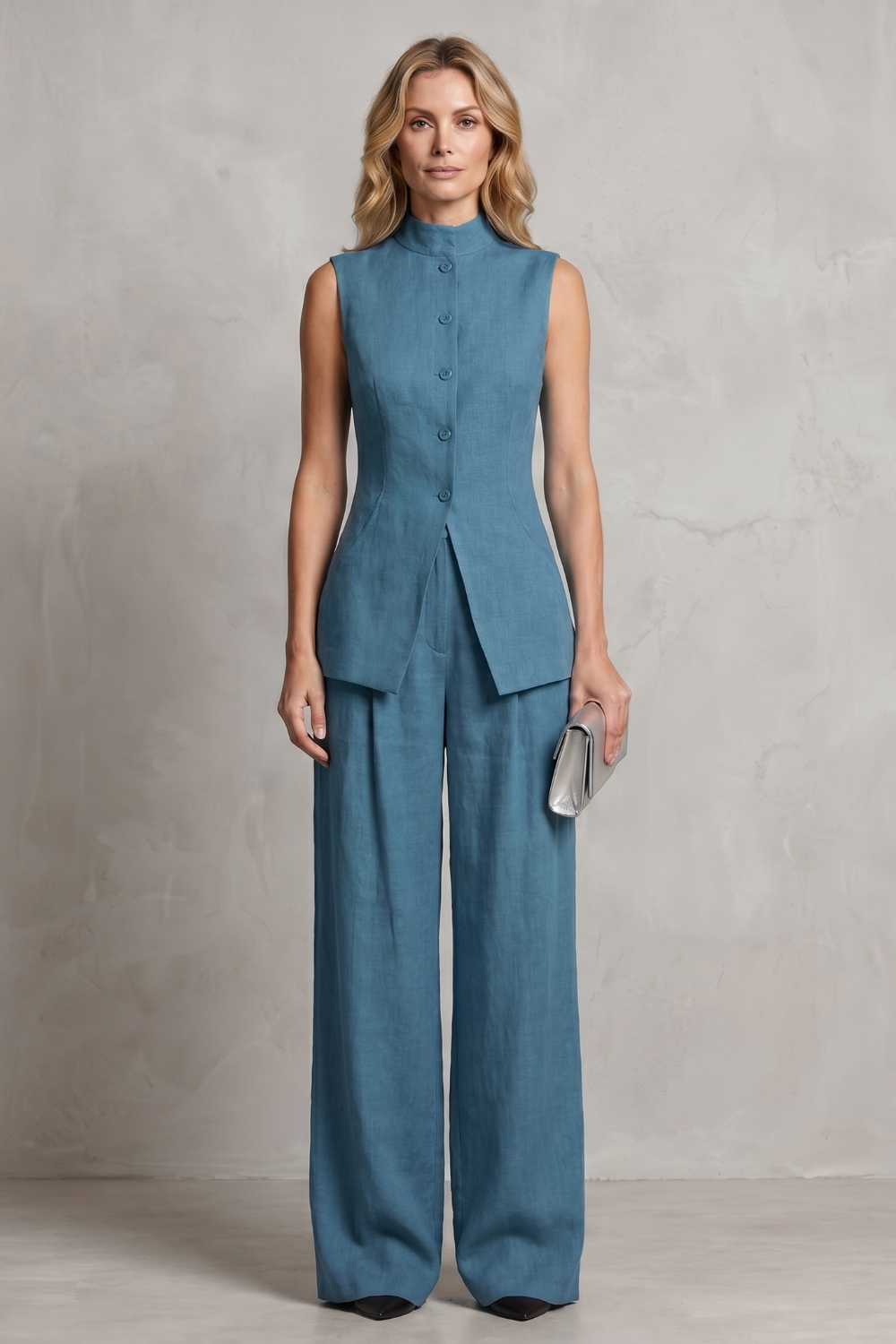 Ensemble Pantalon Femme Aurellia – Drapé, Élégance Tailleur
