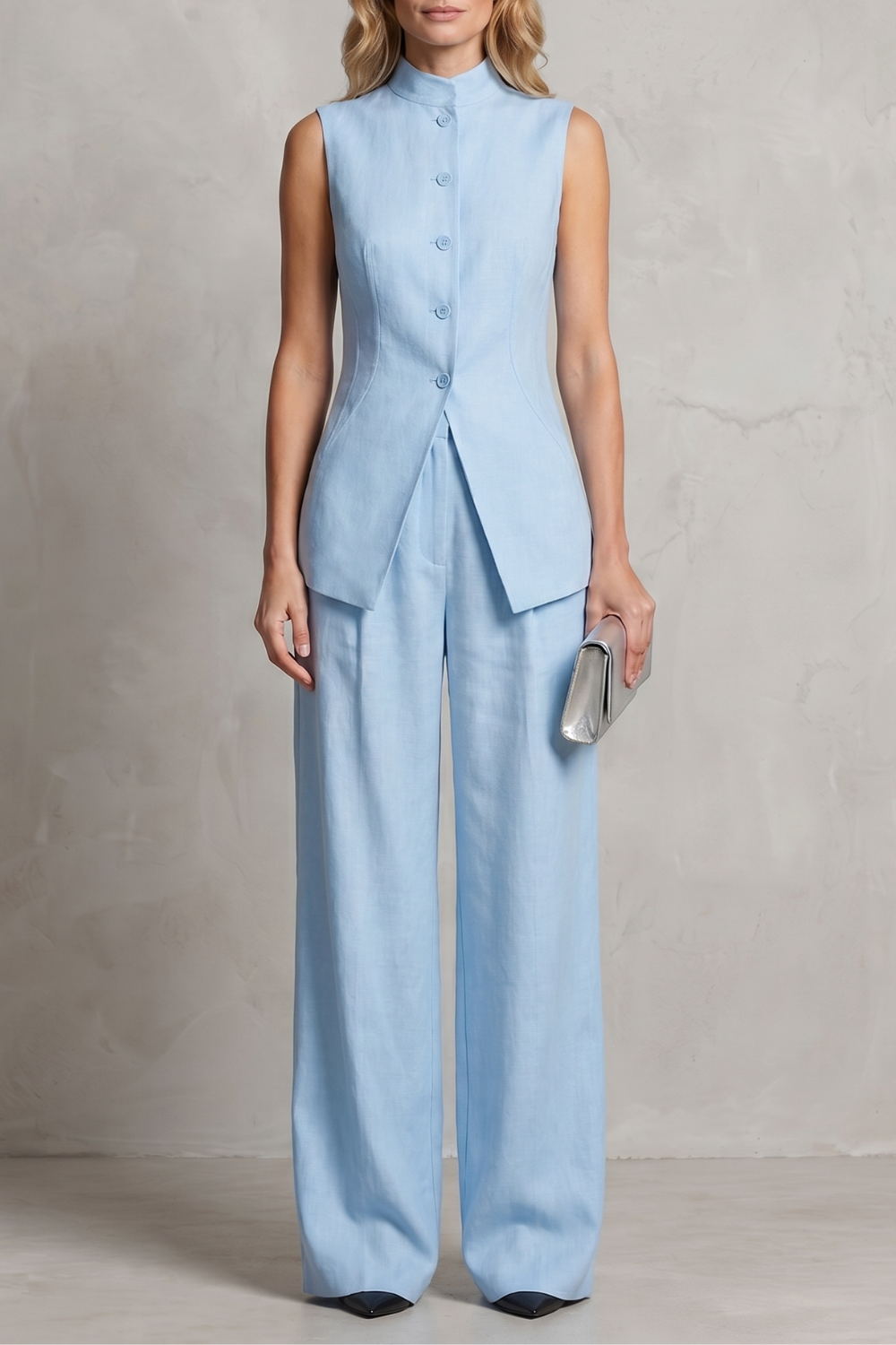 Ensemble Pantalon Femme Aurellia – Drapé, Élégance Tailleur