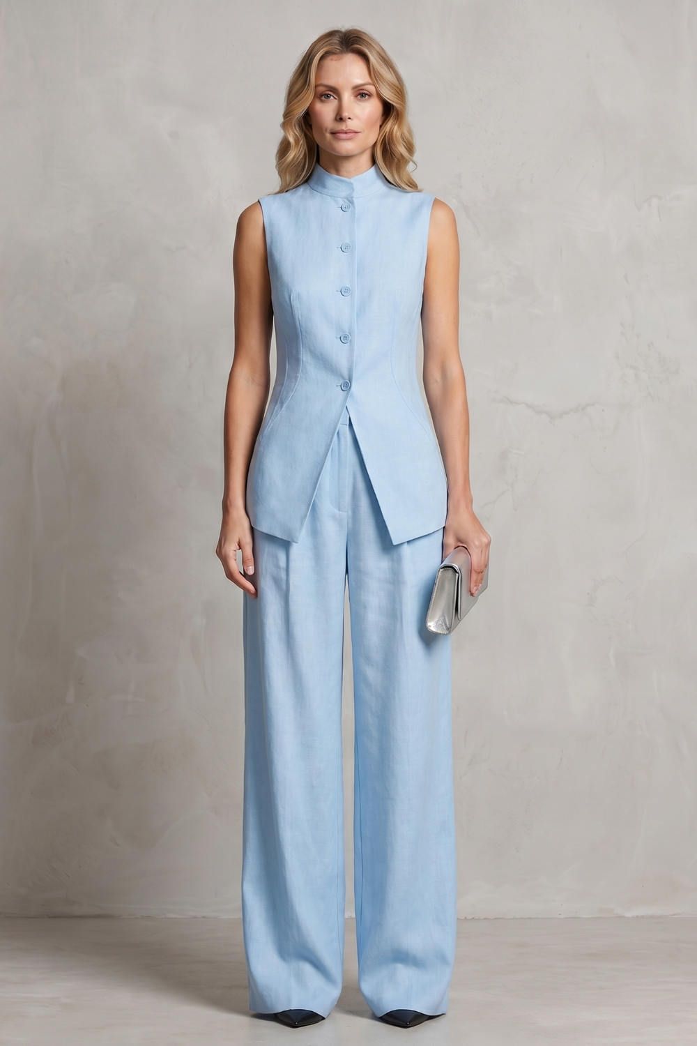 Ensemble Pantalon Femme Aurellia – Drapé, Élégance Tailleur