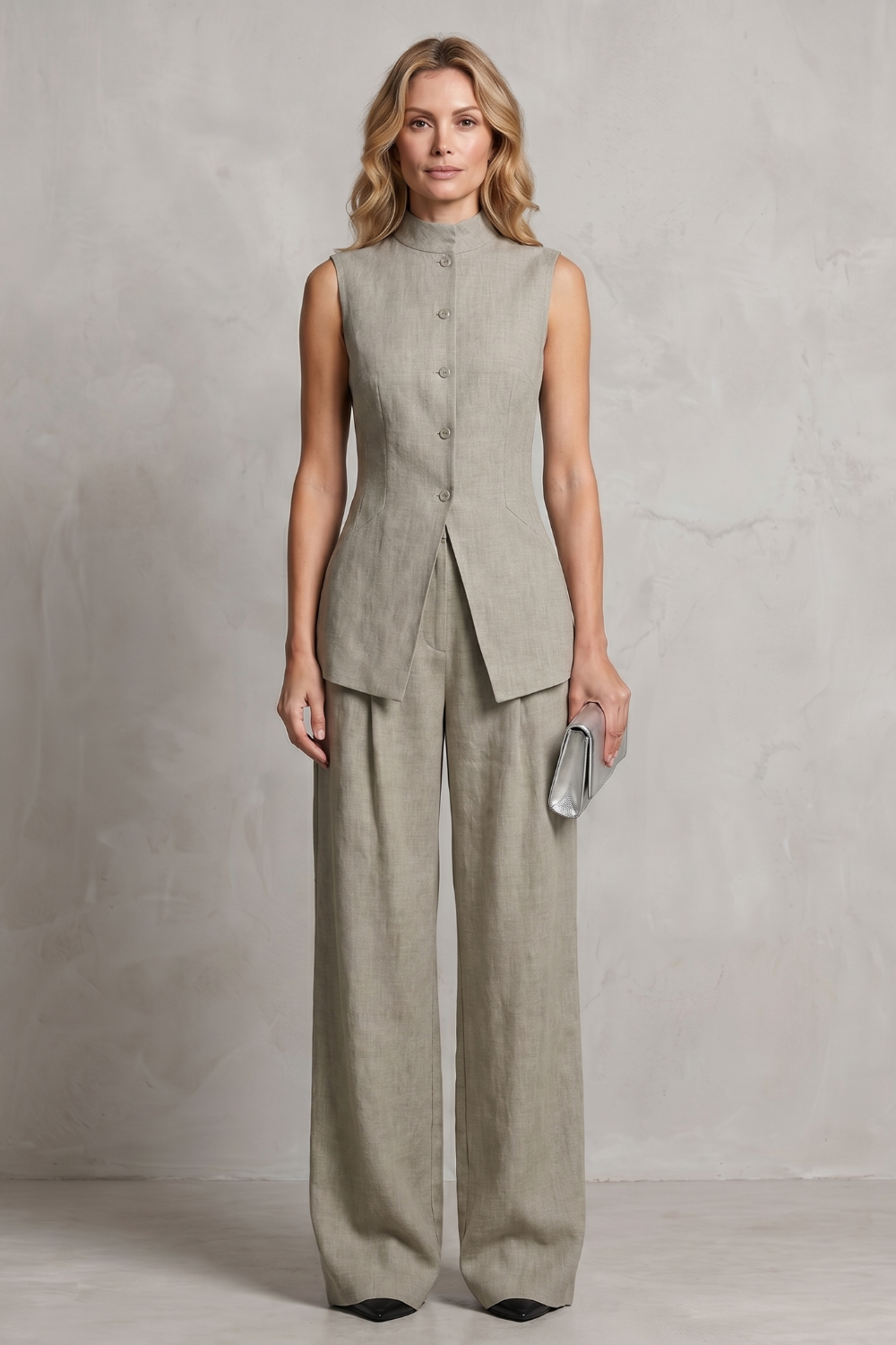 Ensemble Pantalon Femme Aurellia – Drapé, Élégance Tailleur