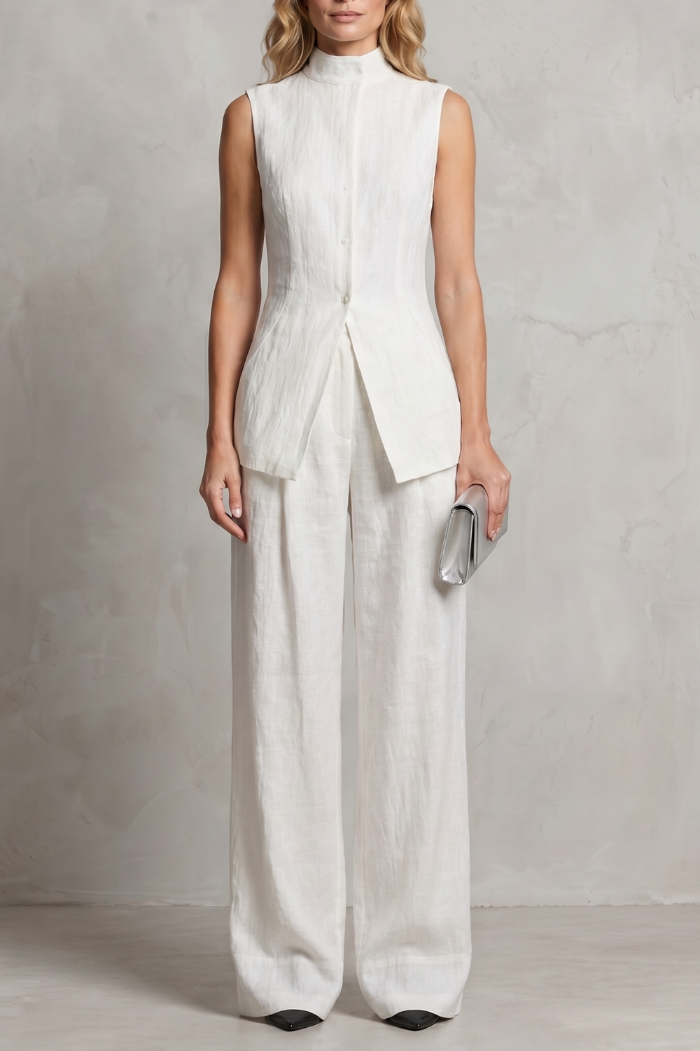 Ensemble Pantalon Femme Aurellia – Drapé, Élégance Tailleur