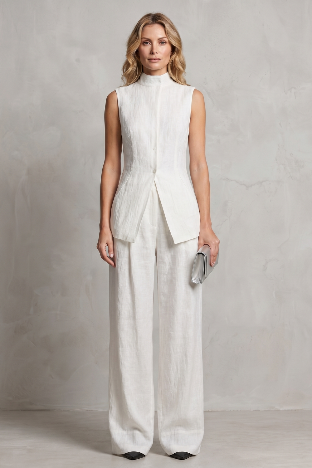 Ensemble Pantalon Femme Aurellia – Drapé, Élégance Tailleur
