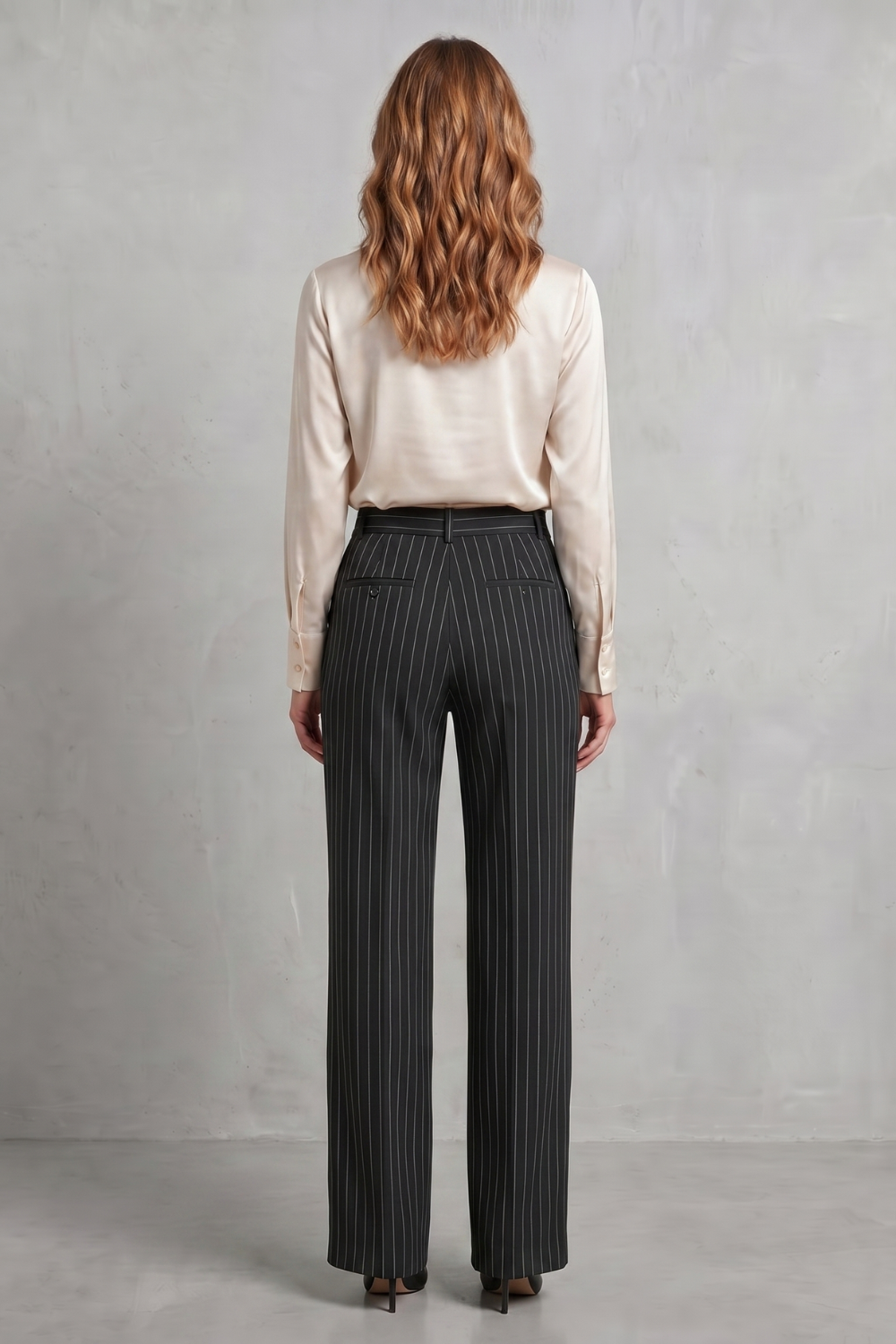 Pantalon Large Femme Belloire – Rayé Fin, Style Élégant