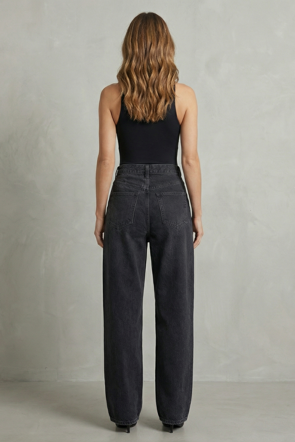 Jean Droit Femme Casila – Noir, Fermeture Asymétrique