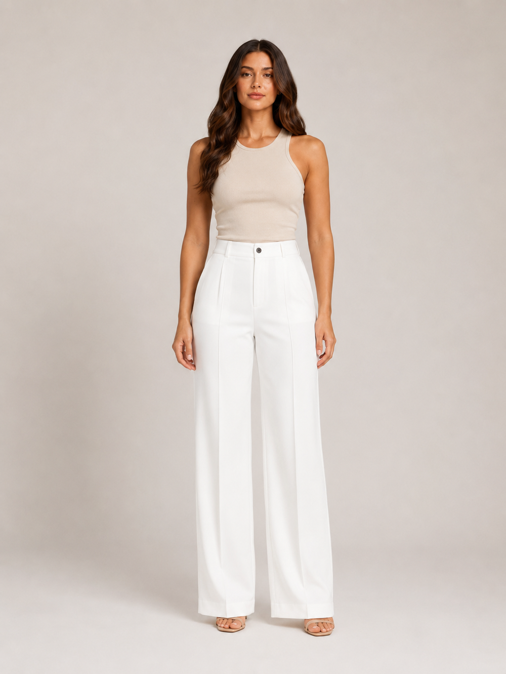 Pierrette - Pantalon taille haute pour femmes avec jambes larges et droites