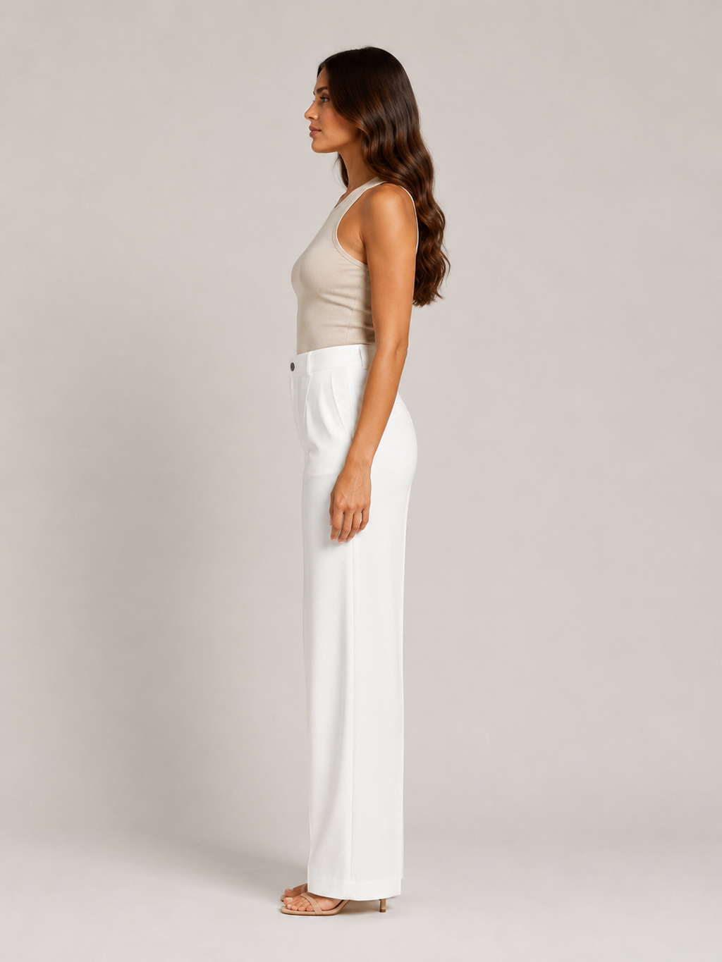 Pierrette - Pantalon taille haute pour femmes avec jambes larges et droites