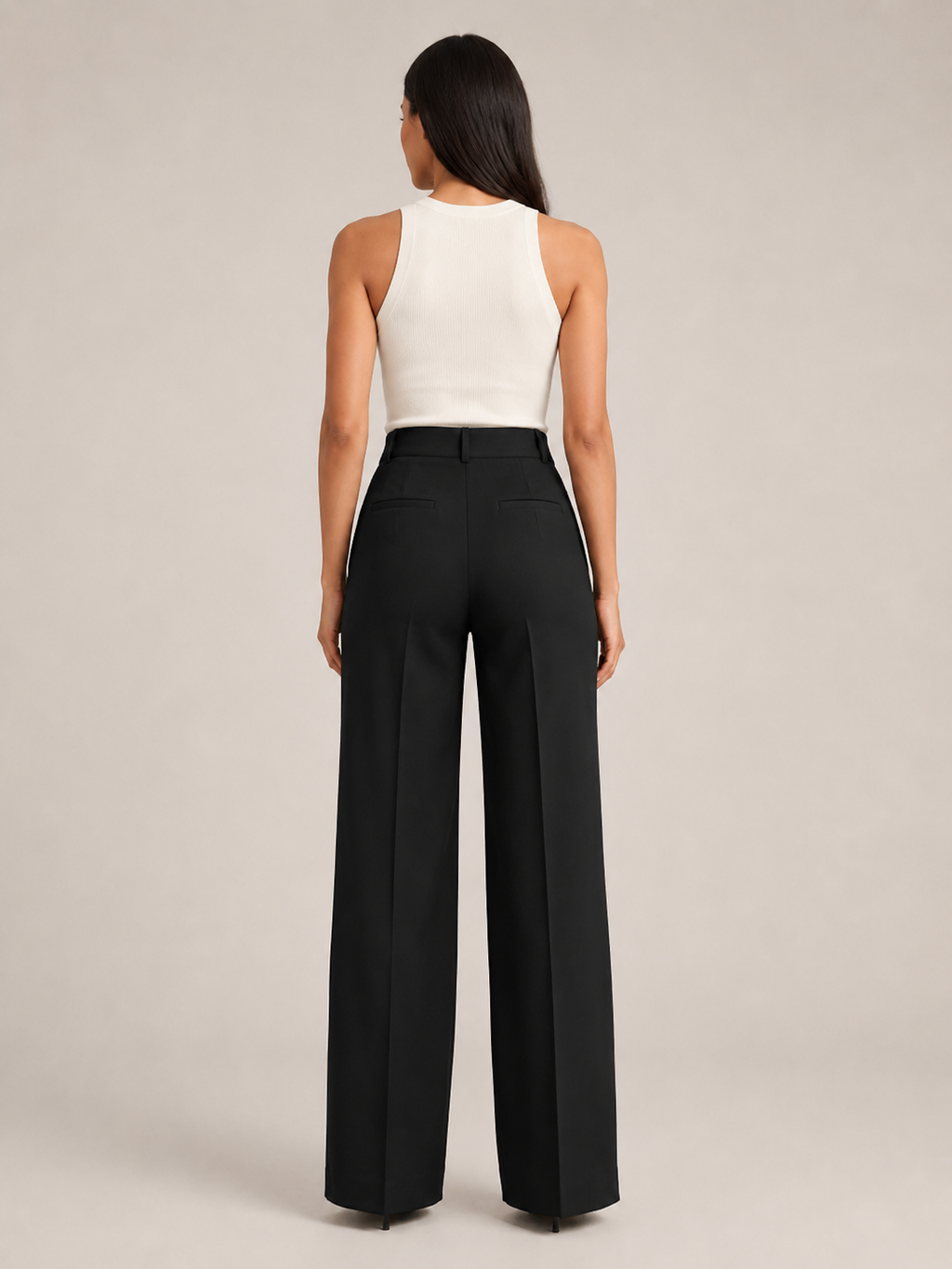 Pierrette - Pantalon taille haute pour femmes avec jambes larges et droites