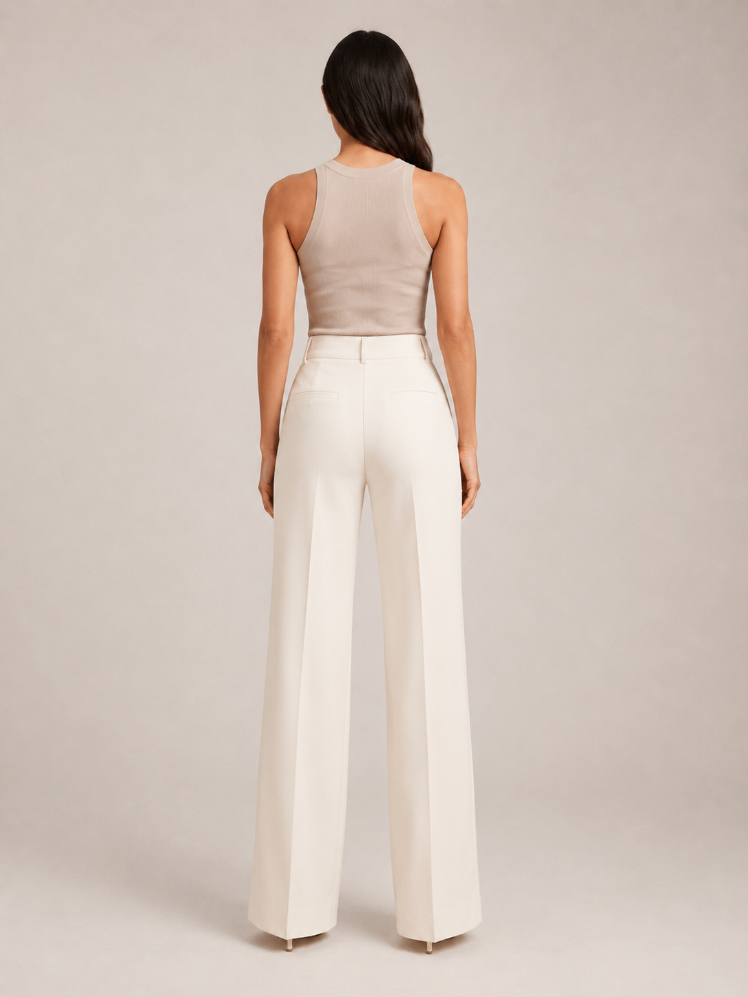 Pierrette - Pantalon taille haute pour femmes avec jambes larges et droites