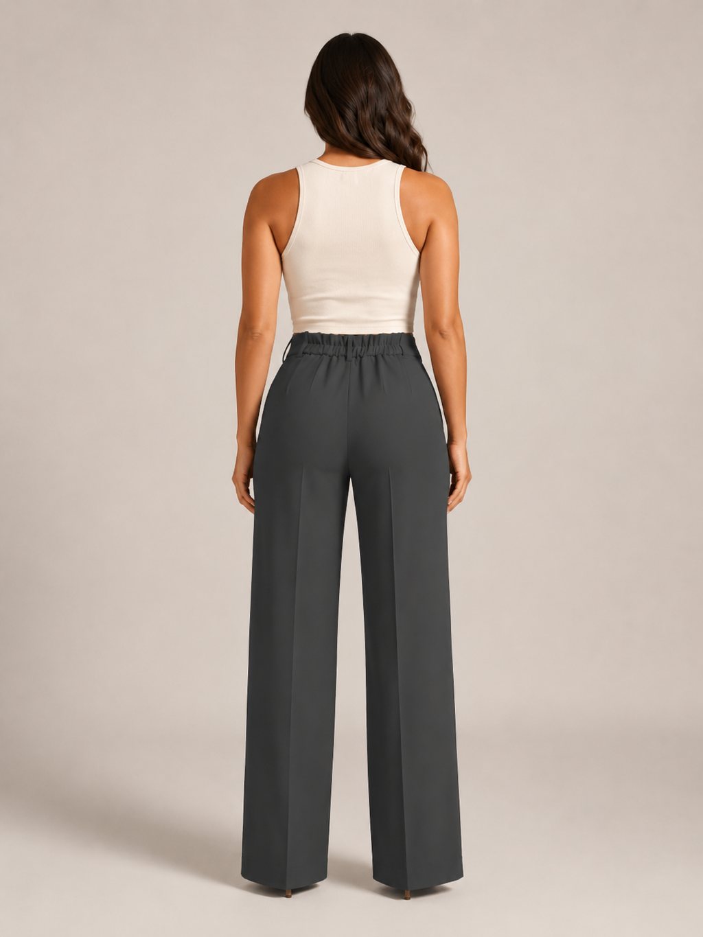 Pierrette - Pantalon taille haute pour femmes avec jambes larges et droites