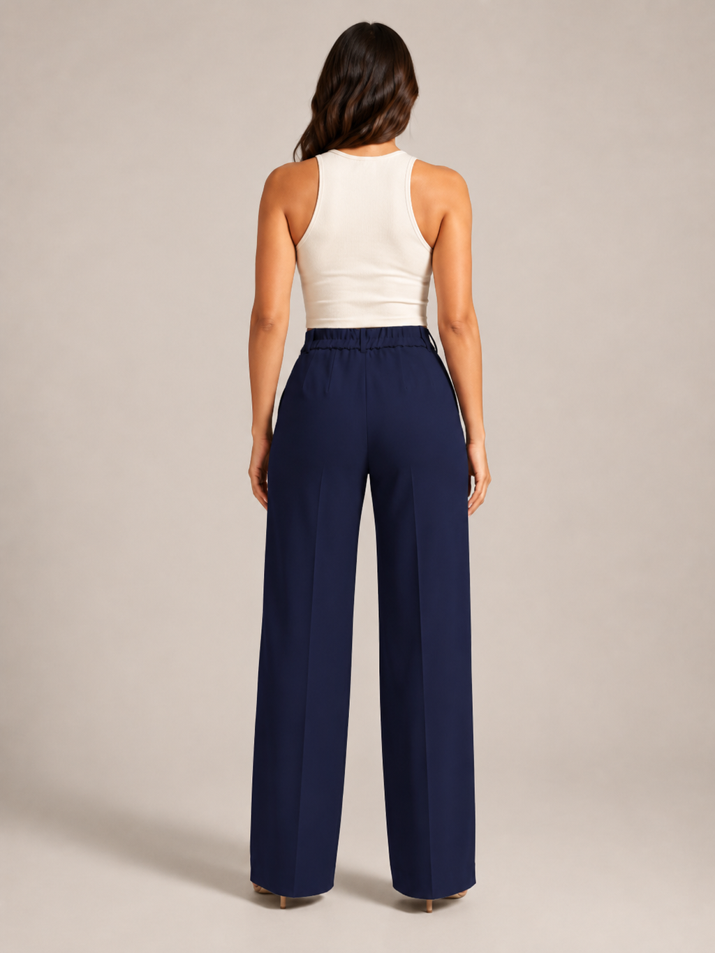 Pierrette - Pantalon taille haute pour femmes avec jambes larges et droites