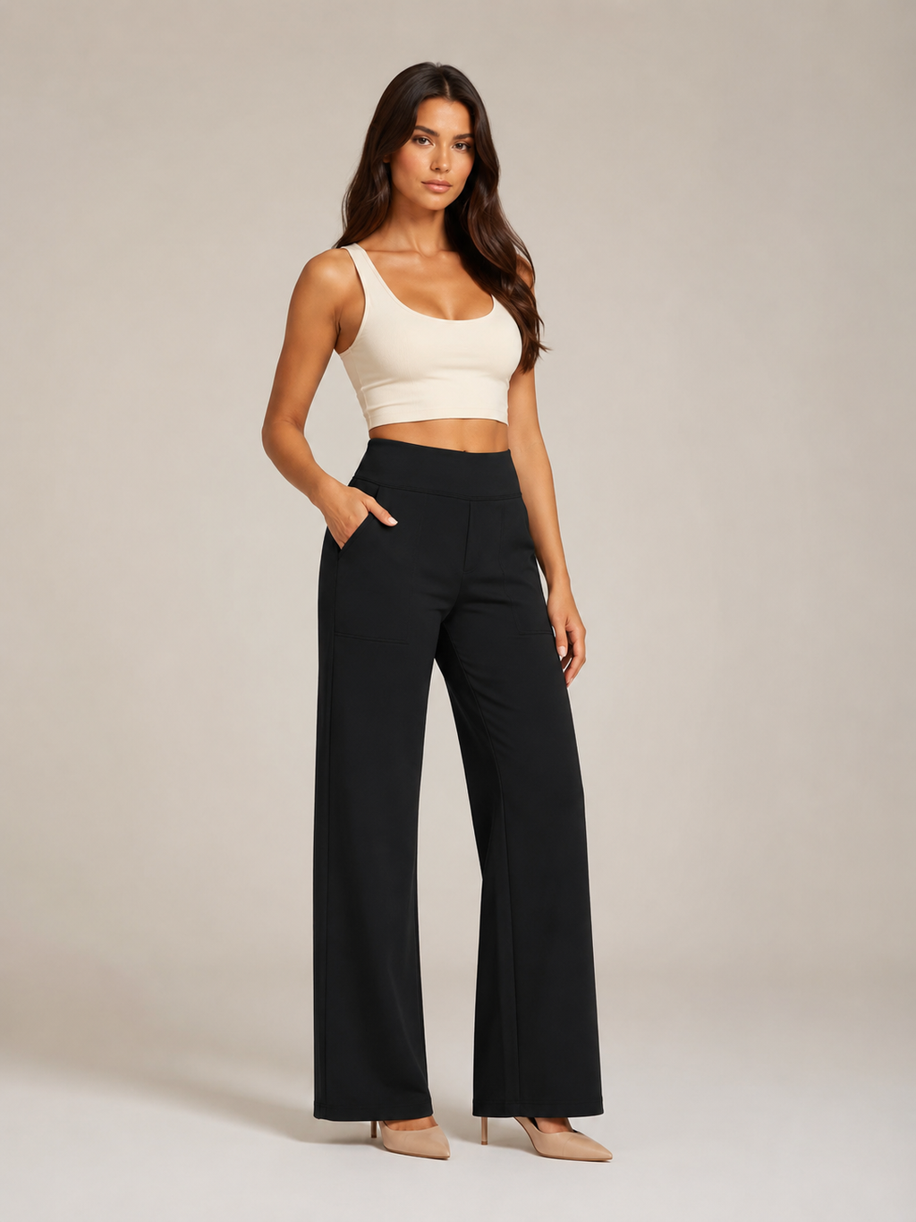 Pravina - Pantalon de confort pour femmes avec stretch et large ceinture