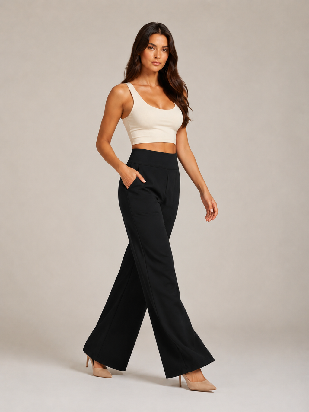 Pravina - Pantalon de confort pour femmes avec stretch et large ceinture