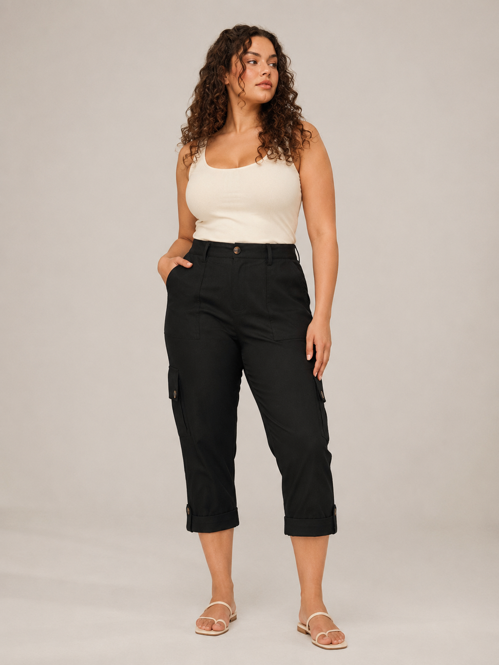 Tavora - Pantalon capri dames avec poches cargo et jambes droites