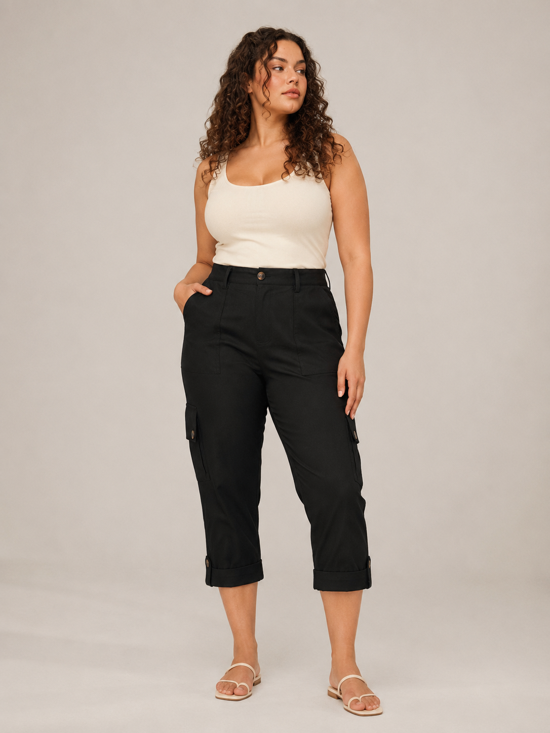 Tavora - Pantalon capri dames avec poches cargo et jambes droites