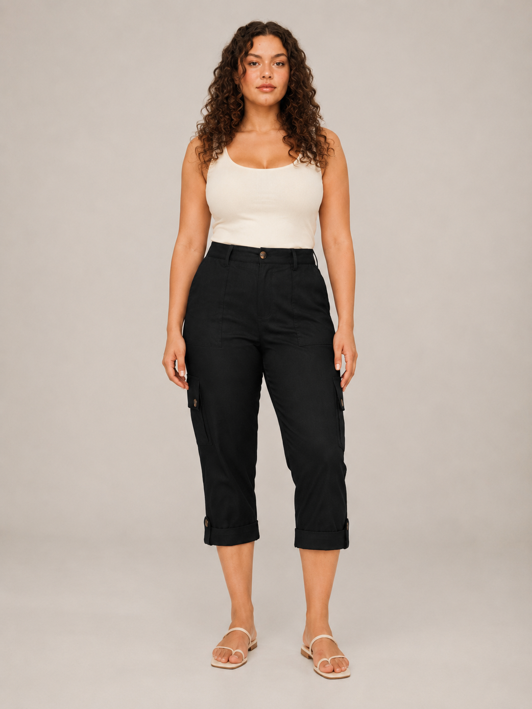 Tavora - Pantalon capri dames avec poches cargo et jambes droites