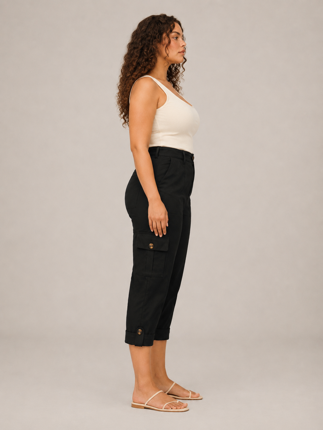 Tavora - Pantalon capri dames avec poches cargo et jambes droites