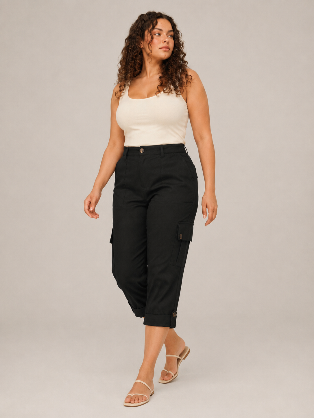 Tavora - Pantalon capri dames avec poches cargo et jambes droites