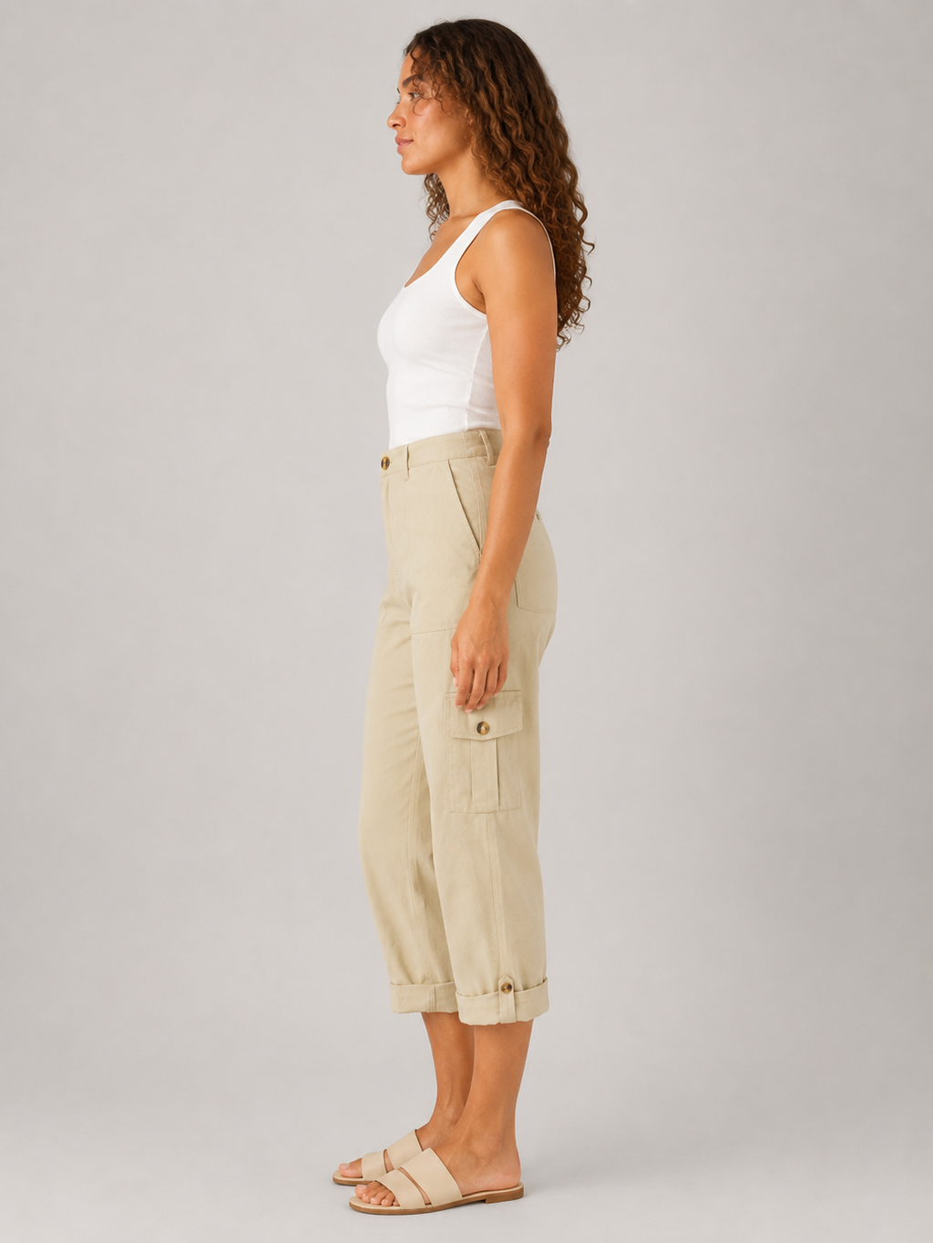Tavora - Pantalon capri dames avec poches cargo et jambes droites