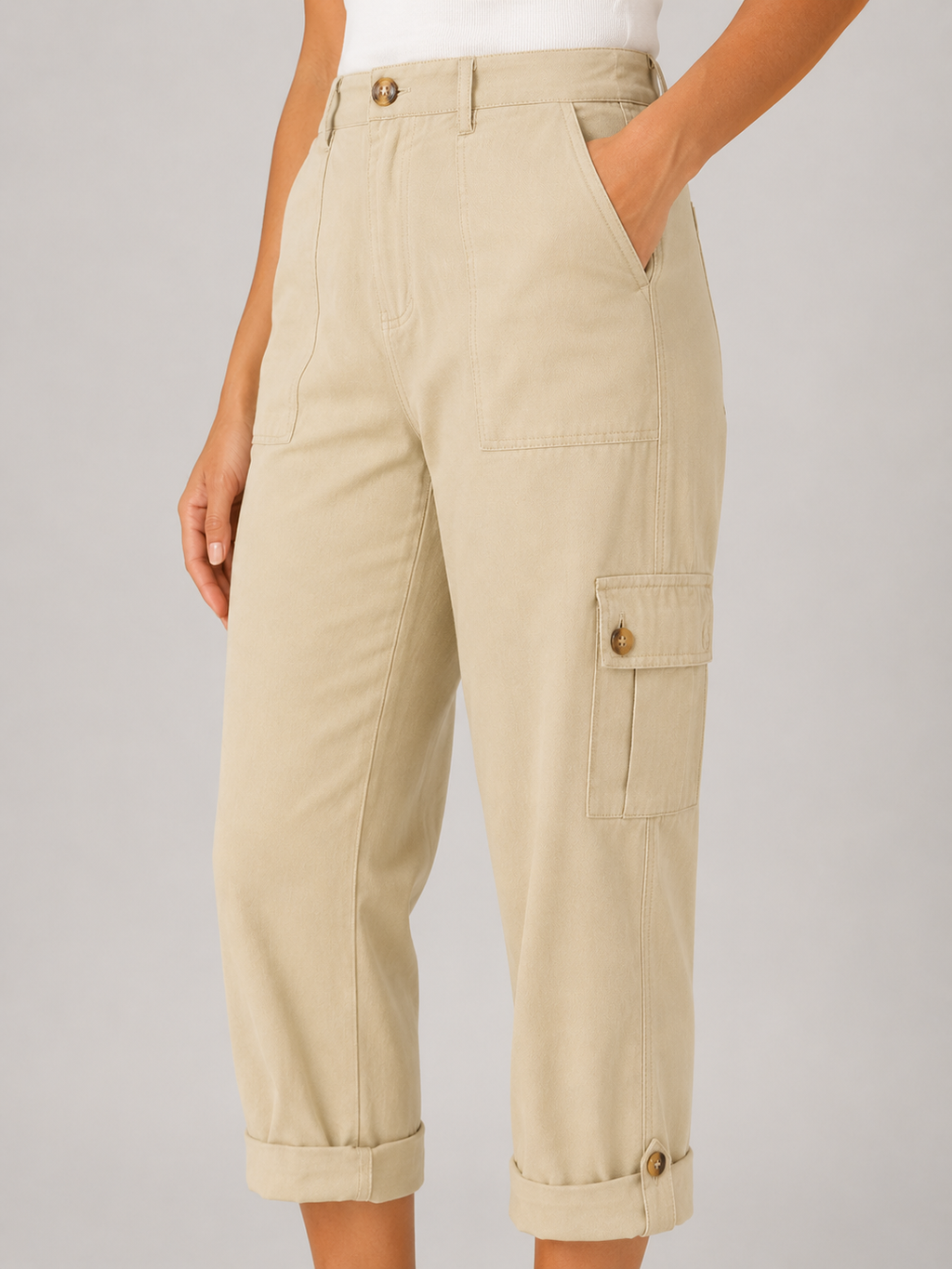 Tavora - Pantalon capri dames avec poches cargo et jambes droites