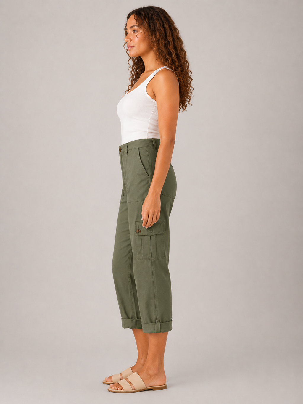 Tavora - Pantalon capri dames avec poches cargo et jambes droites