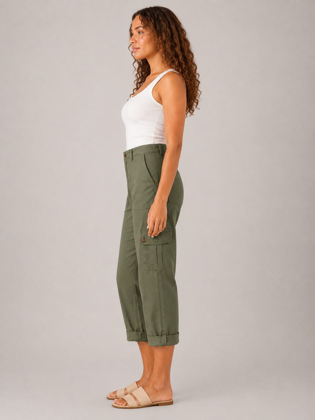Tavora - Pantalon capri dames avec poches cargo et jambes droites