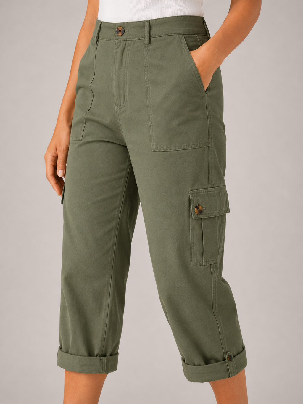 Tavora - Pantalon capri dames avec poches cargo et jambes droites
