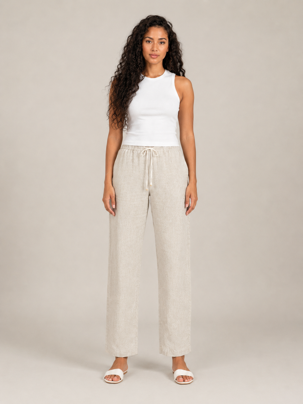 Tolvana - Pantalon large pour femmes avec taille élastique et cordon de serrage