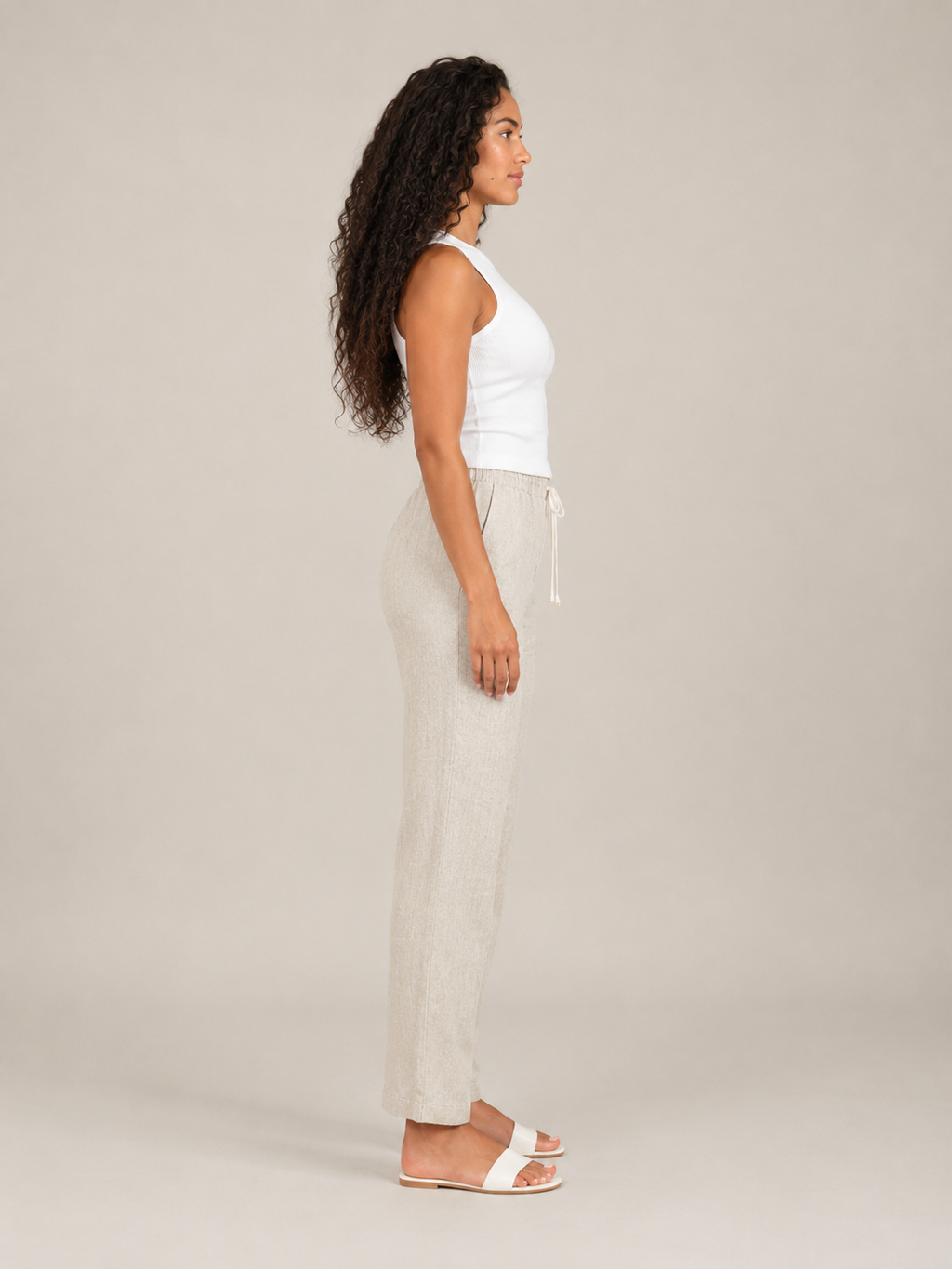 Tolvana - Pantalon large pour femmes avec taille élastique et cordon de serrage