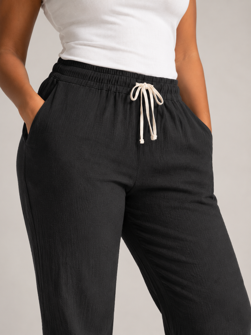 Tolvana - Pantalon large pour femmes avec taille élastique et cordon de serrage