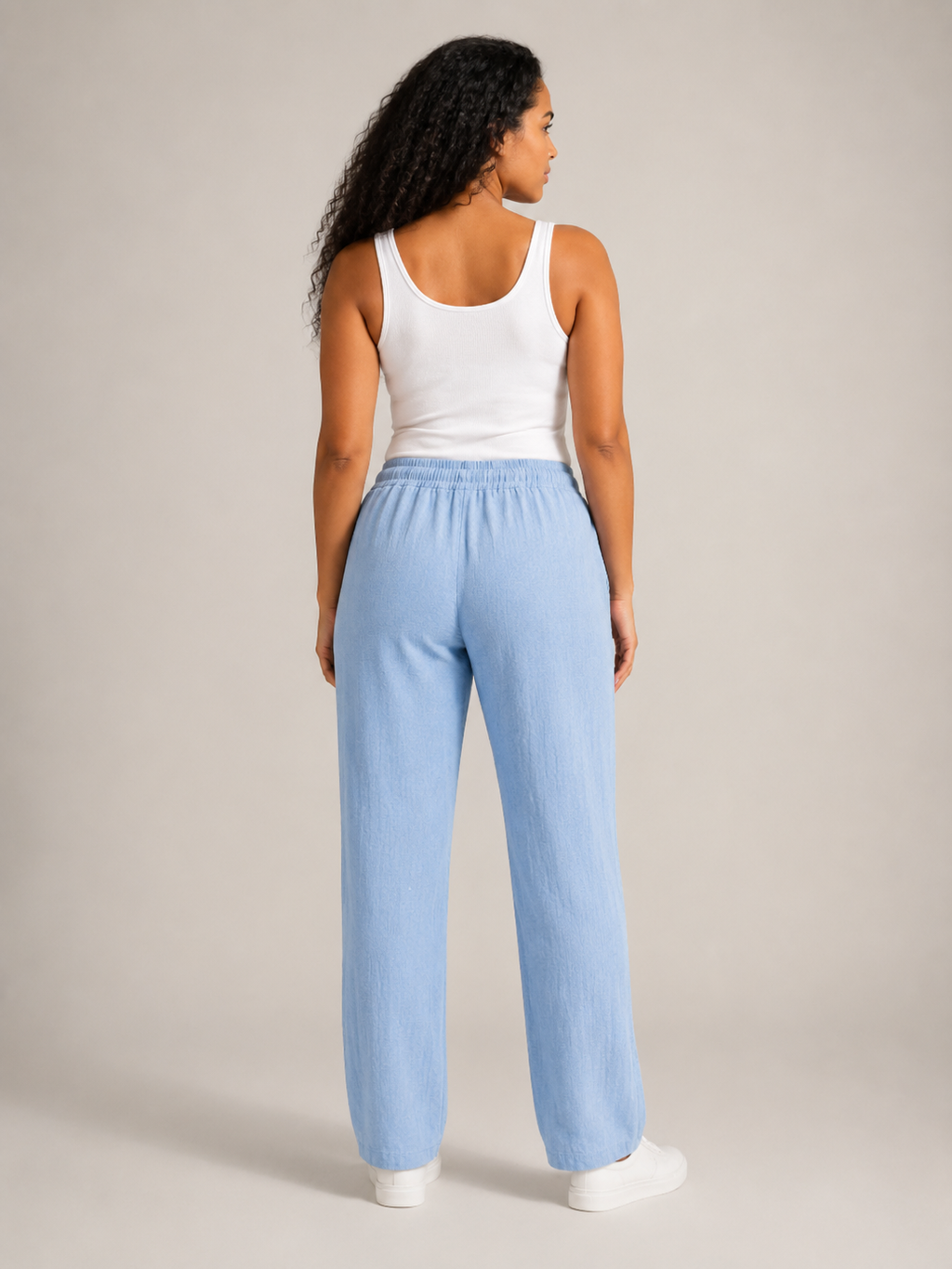 Tolvana - Pantalon large pour femmes avec taille élastique et cordon de serrage